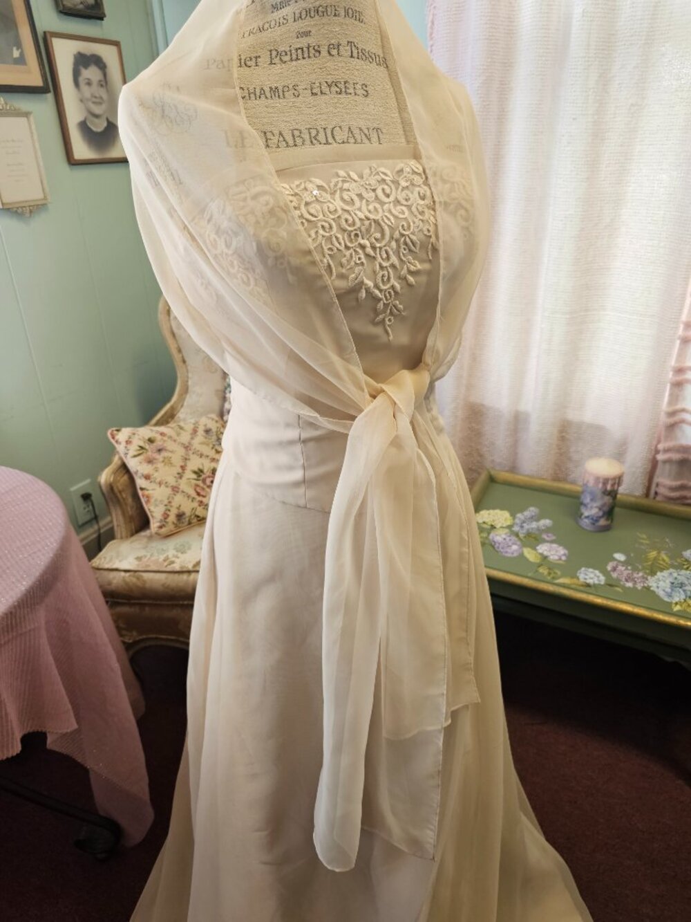 Mori Lee Vintage 3-Piece Strapless Bridal Gown / Formal Dress Set & Shawl Sz 9
